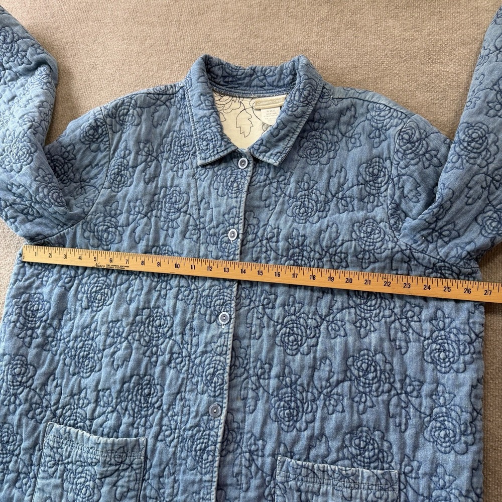 Coldwater Creek Soft Denim Quilted Floral Blue Jacket Woman's Size 3X - Picture 4 of 10